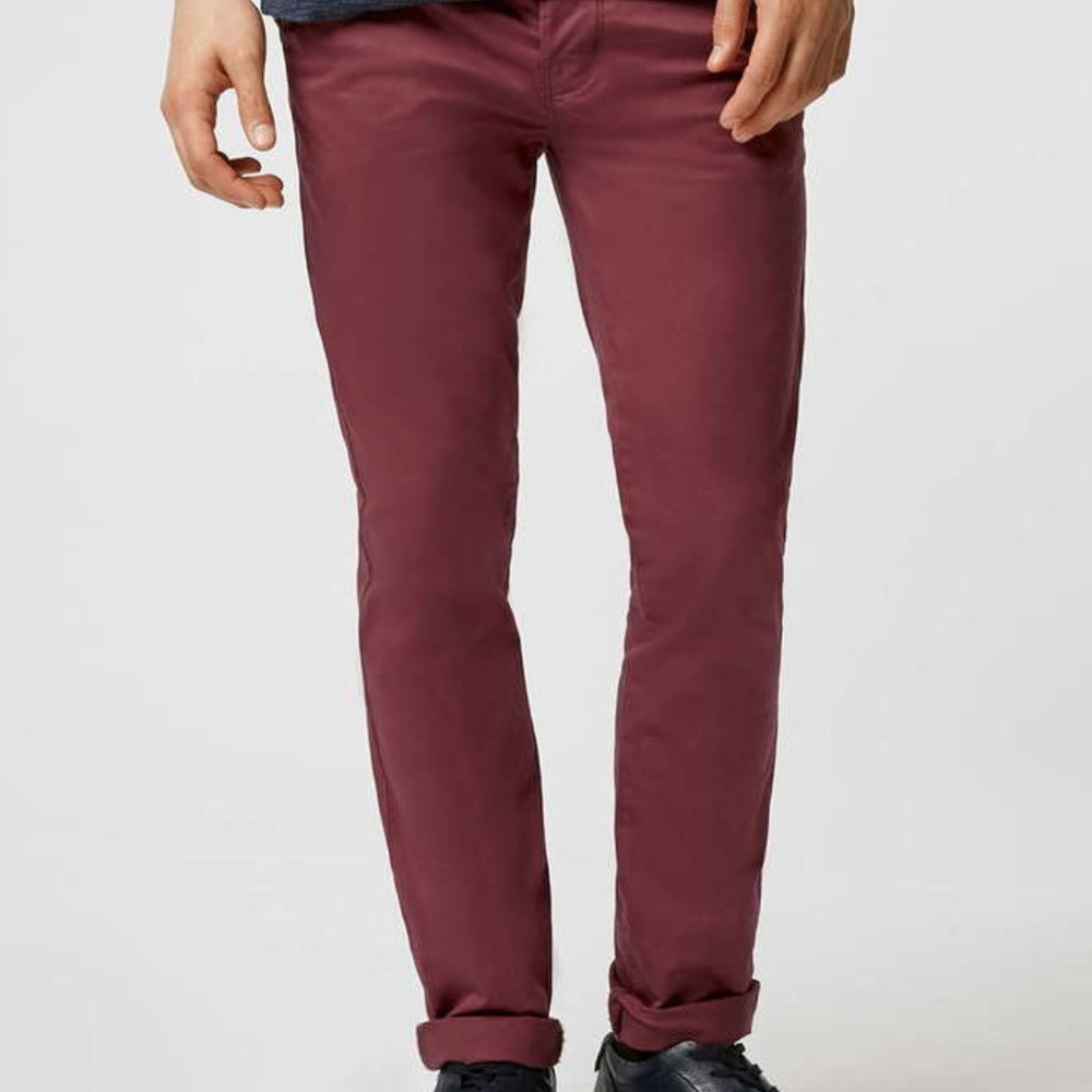 Topman Stretch Skinny Chinos: Burgundy